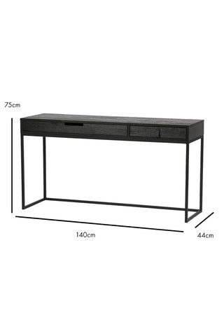 Dimension image of the Black Wood & Metal Desk With Two Drawers
