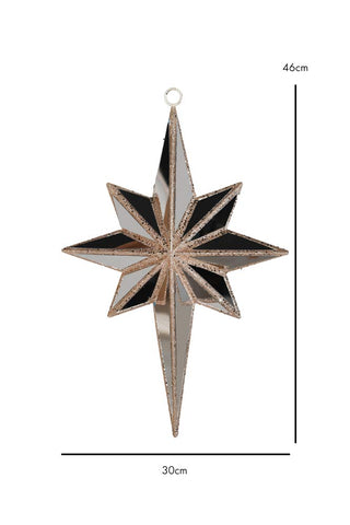 Dimension image of the Champagne Gold Mirrored Star Wall Decoration