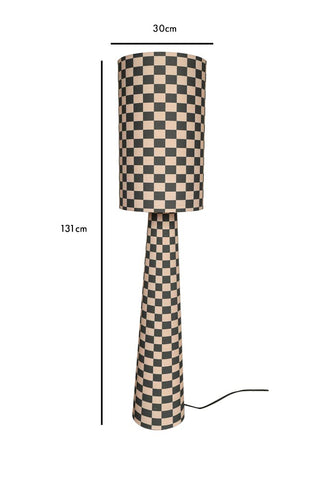 Dimension image of the Charcoal & Natural Checkerboard Floor Lamp