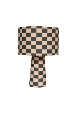 Image of the Charcoal & Natural Checkerboard Table Lamp on a white background