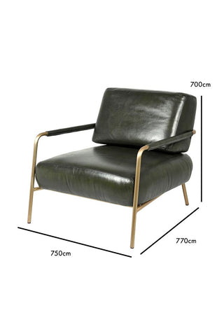 Dimension image of the Dark Green Leather Club Chair