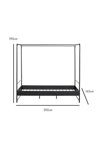 Dimension image of the Black Metal Four-Poster Bed - European King Size