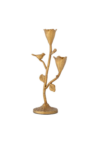 Image of the Gold Branch & Flower Candle Holder on a white background