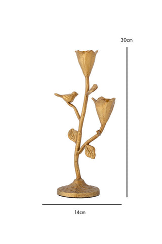 Dimension image of the Gold Branch & Flower Candle Holder
