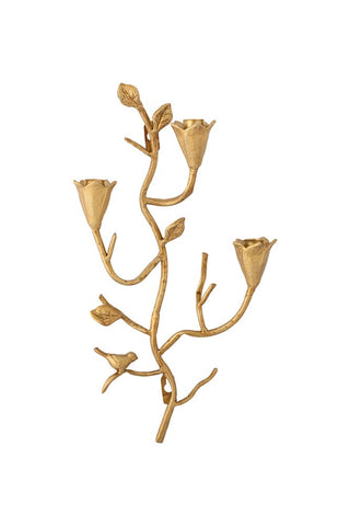 Image of the Gold Branch & Flower Wall Candle Holder on a white background