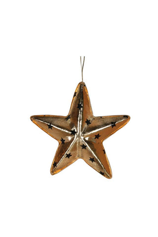 Image of the Gold & Black Star Christmas Decoration on a white background