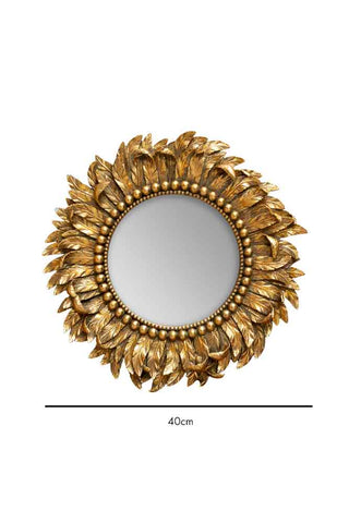 Dimension image of the Golden Feather Round Wall Mirror
