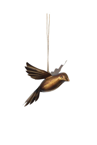 Image of the Antique Gold Bird Hanging Ornament on a white background