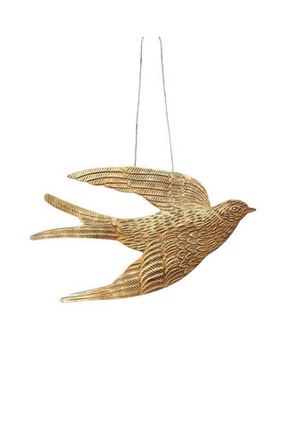 Image of the Gold Swallow Hanging Ornament on a white background