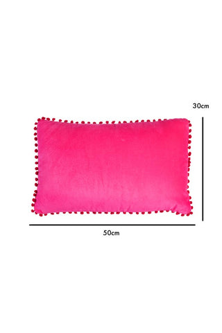 Dimension image of the Hot Pink Pom Pom Velvet Cushion