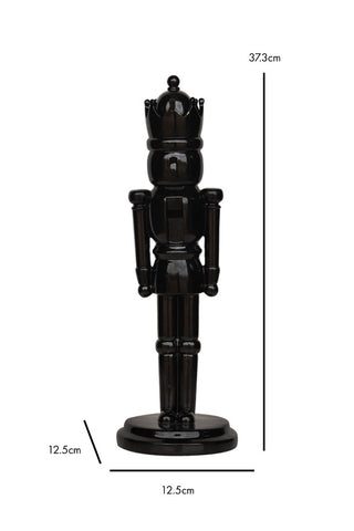 Dimension image of the large nutcracker in the Set Of 2 Black Christmas Nutcracker Decorations