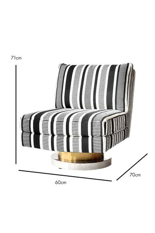 Dimension image of the Monochrome Stripe Swivel Chair
