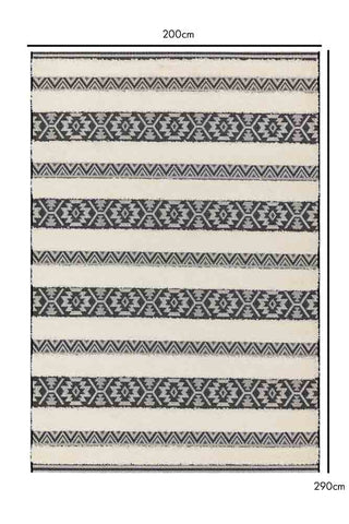Dimension image of the Monochrome Aztec Stripe Indoor/Outdoor Garden Rug - 200x290
