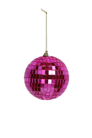 Image of the Hot Pink Disco Ball Christmas Decoration on a white background
