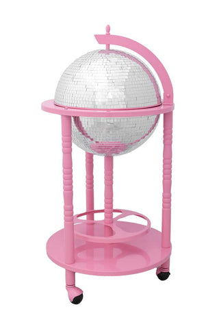 Image of the Pink & Silver Disco Ball Drinks Trolley Cart on a white background