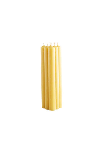 Image of the Set of 6 Dinner Candles In Ochre on a white background