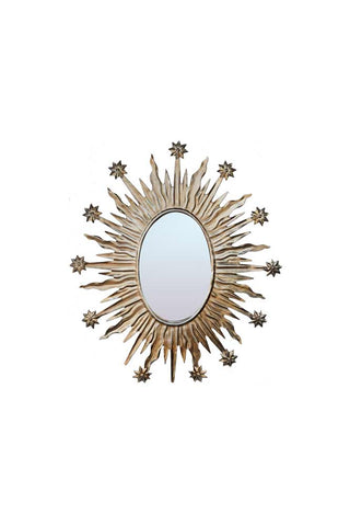Image of the Antique Silver Sunburst & Stars Mirror on a white background