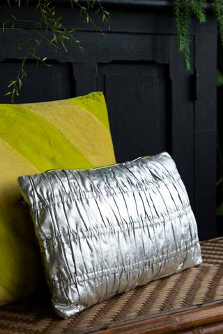 Lifestyle image of the HKliving Shiny Silver Cushion