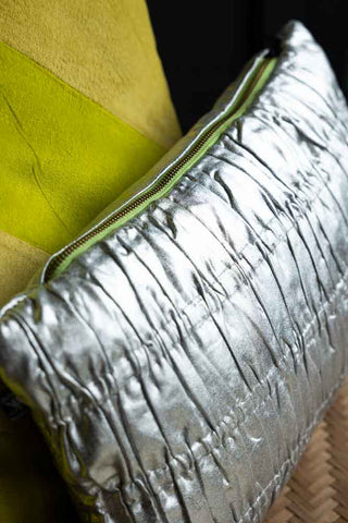 Close-up image of the HKliving Shiny Silver Cushion