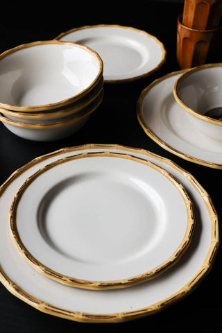 Image of the colour on the 12 Piece White Bamboo Dinner Set