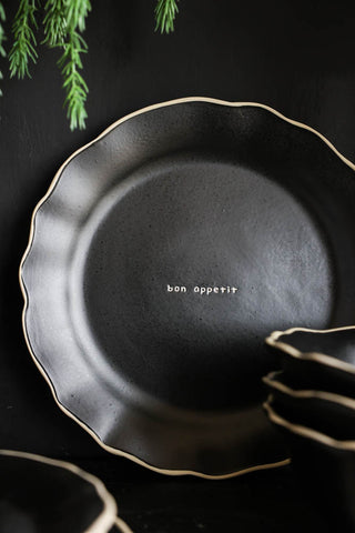 Image of the text on the 12 Piece Black Bon Appetit Dinner Set