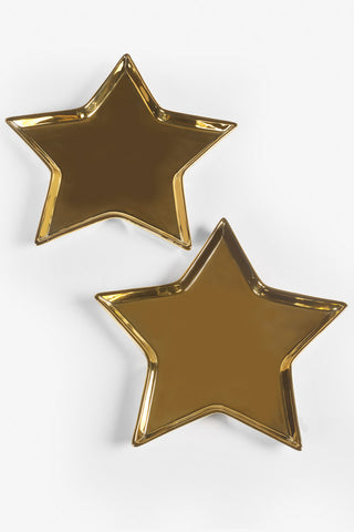 Image of the Set of 2 Gold Star Side Plates on a white background