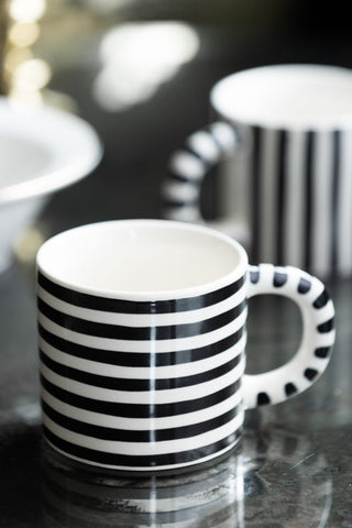 Image of the material for the Set Of 2 Monochrome Stripey Mugs
