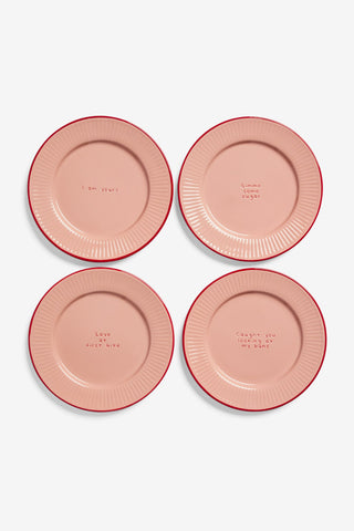 Image of the Pink & Red First Bite Side Plates Set of 4 on a white background