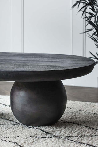 Detail image of the Abstract Black Mango Wood Coffee Table