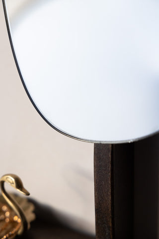 Image of the finish of the Abstract Walnut Wall Mirror With Shelf