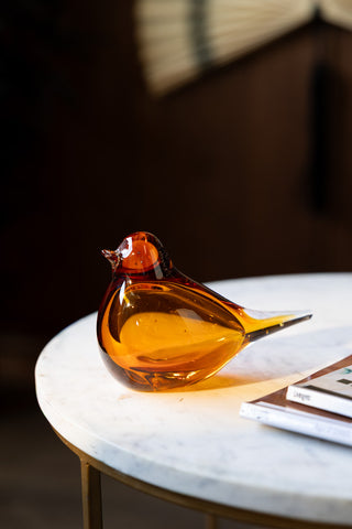 Image of the Amber Glass Bird Ornament