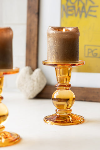 Image of the colour of the Amber Glass Candle Holder