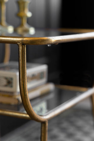 Image of the finish for the Antique Brass & Glass Side Table