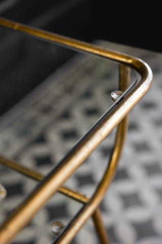 Detail image of the Antique Brass & Glass Side Table