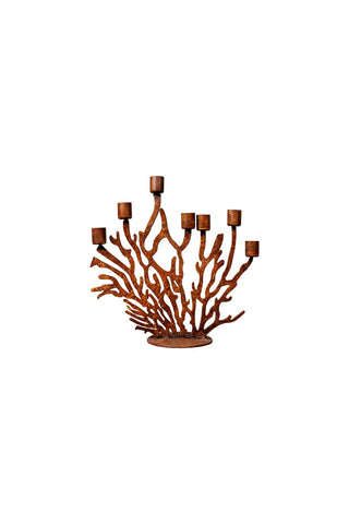 Cutout image of the Antique Coral Seven Candle Candelabra.