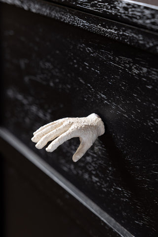 Close-up of the Vintage-Style Hand Cupboard/Drawer Knob styled on a black wooden drawer.