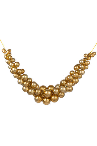 Cutout of the Gold Antique-Effect Bauble Christmas Garland on a white background.