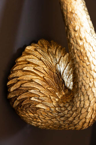 Detail of the body of the Antique Gold Flamingo Head Wall Art.