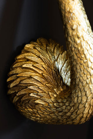 Detail of the body of the Antique Gold Flamingo Head Wall Art.