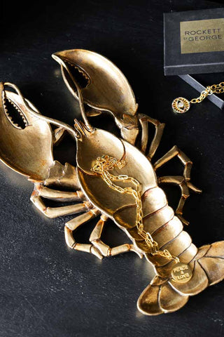 Image of the Antique Gold Lobster Trinket Tray