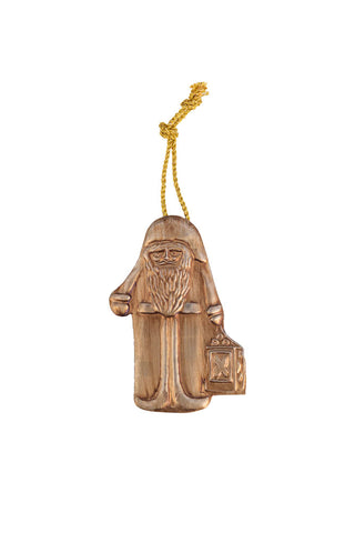 Image of the Antique Gold Santa Christmas Tree Decoration on a white background