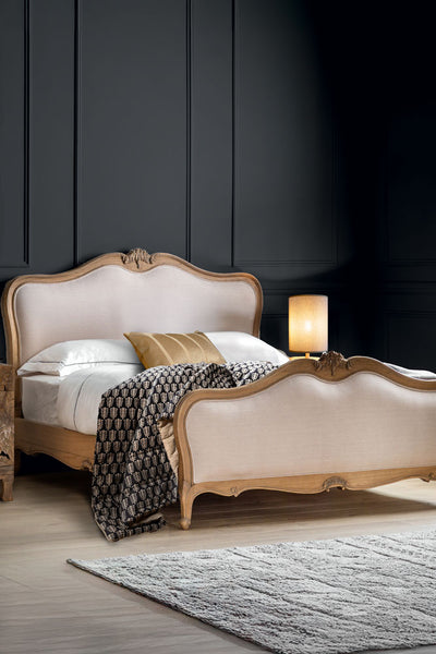 Antique-Style Luxury Linen & Wooden Bedframe - Available in Two