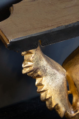 Detail image of the Antiqued Gold Angel Wings Wall Shelf