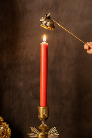 Detail image of the Antiqued-Gold Rabbit Candle Snuffer