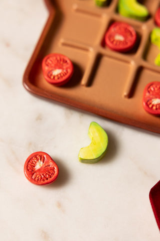Detail image of the Avocado & Tomato on Toast Noughts & Crosses Game