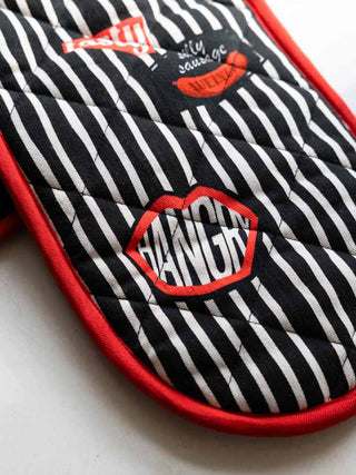 Close-up of the motifs on the Badge Patch Oven Gloves.