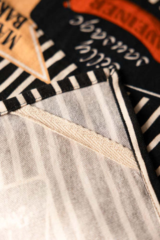 Close-up of the concealed hook inside the Badge Patch Tea Towel.