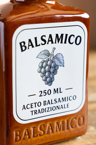 The label on the Balsamico Ceramic Bottle Vase. 
