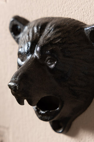 Detail of the Bear Head Wall Mounted Bottle Opener, shown from the side. 