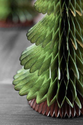 Close-up image of the Beautiful Handcrafted Paper Christmas Tree in Moss Green